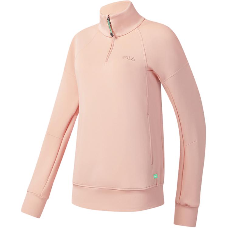 Fila Golf Series Loose Fit Pullover Stand Collar Knit Raglan Long Sleeve Golf Shirt Women Tops A11W545228F-PK