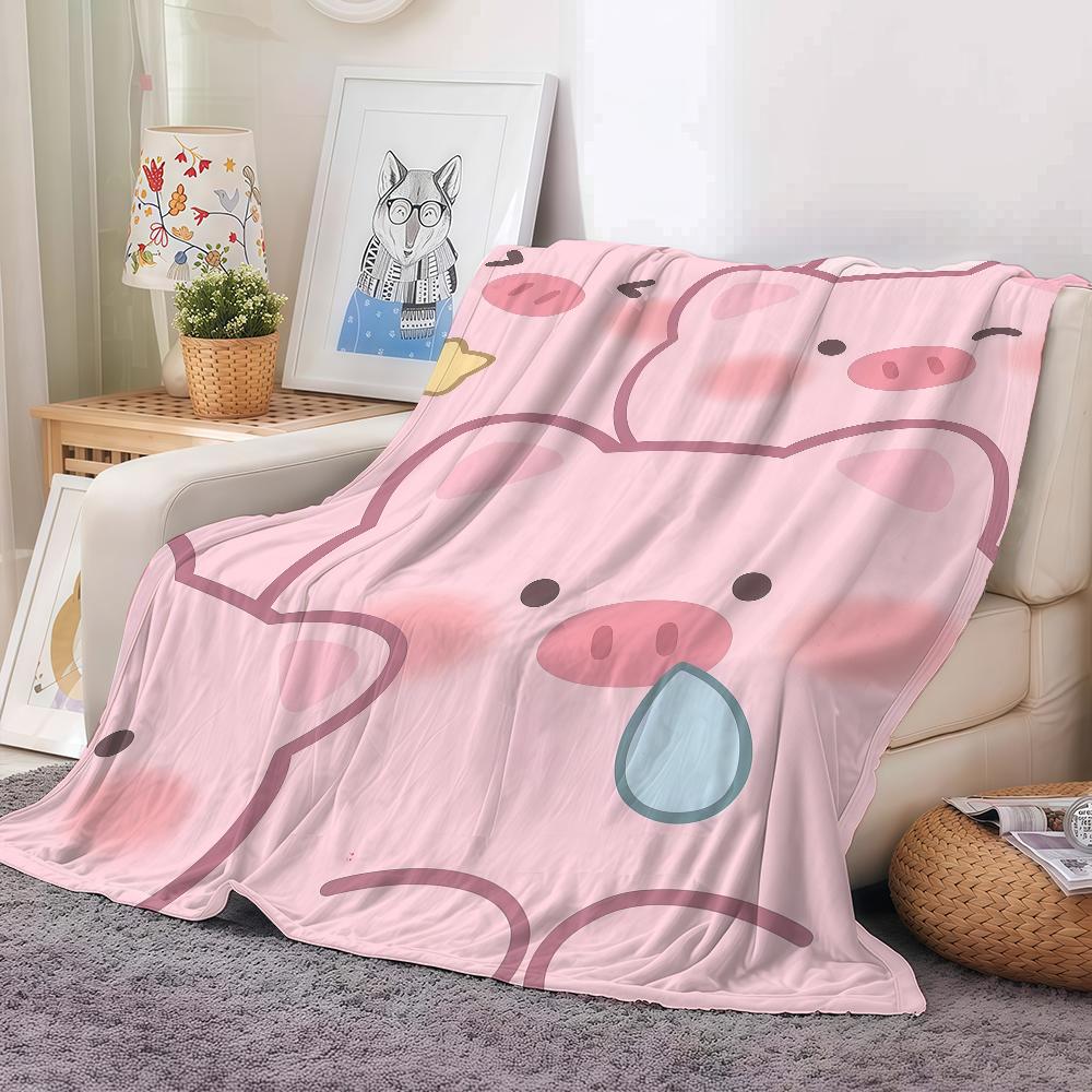 Cute Pig Pink Fleece Blanket Warm And Soft Suitable For Bedroom Living Room Sofa Bed Office Travel Camping