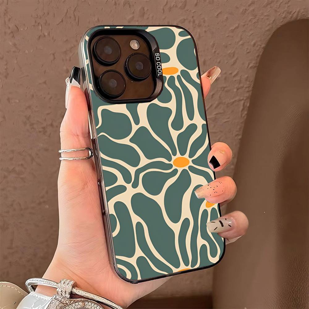 Retro Daisy Floral Summer Trendy phone case for iPhone 17 17Air 16 15 14 13 12 11 Pro Max Plus Colorful Silver