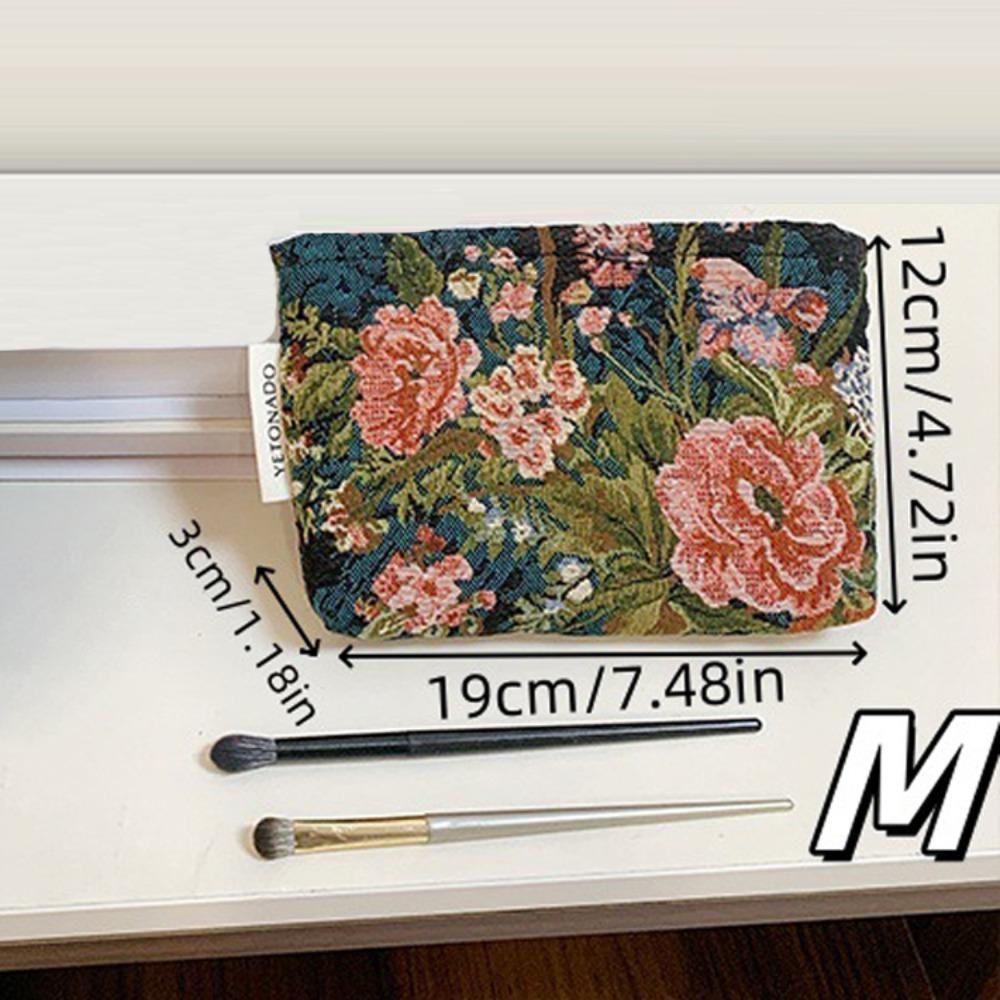 Polyester Leinwand Blume Clutch Tasche Große Kapazität Blumenmuster Kosmetiktasche Tragbar Reißverschluss Make-up Tasche