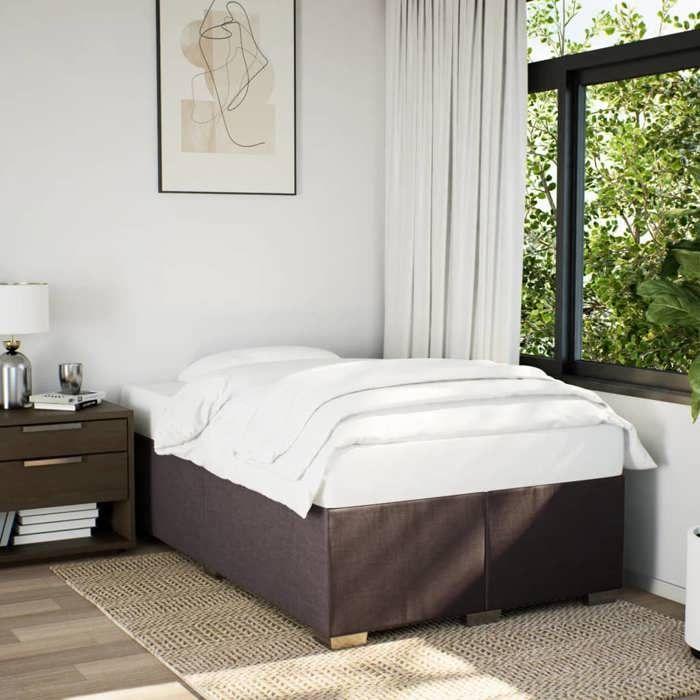 VidaXL Sommier à lattes de lit et matelas marron foncé 120x190cm tissu, lit, lit à plate-forme, lit à panneaux, meuble de 3285119
