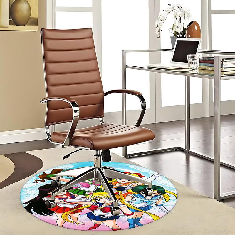 

1pc Sailor Moon Anime Round Carpet - Office Chair Mat, Non-Slip Rug for Home Decor, Living Room, Bedroom, Game Room, Dormitory, Birthday Gift, Seasona 80cm by 80cm