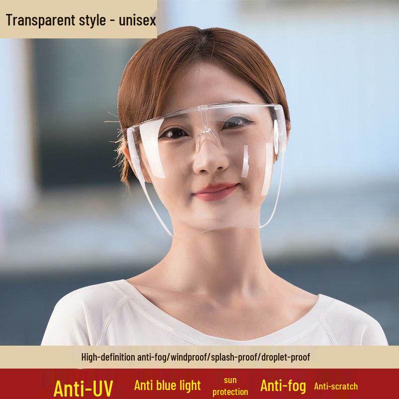 Clear Full-Protection Face Mask with Anti-Droplet, Anti-Fog, Windproof, Dustproof, and Oil Fume Resistant Features