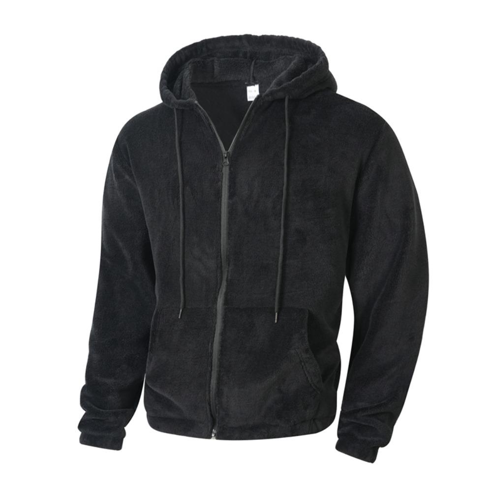 Herbst Winter Herren Fleece Kapuzenjacke Europäischer Stil 2025 Winter Reißverschluss Taschen Klassische Basic Oberteile Oberbekleidung Khaki Bequeme Jacken Neu