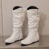 Yellow Wine Red Women Mid Calf Boots Med Wedge Heel Big Size 50