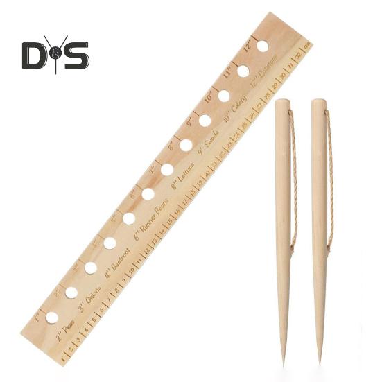 

Деревянная линейка для растений с отверстиями, разметка расстояний, садовая линейка, линейка для посева семян, точный измерительный инструмент