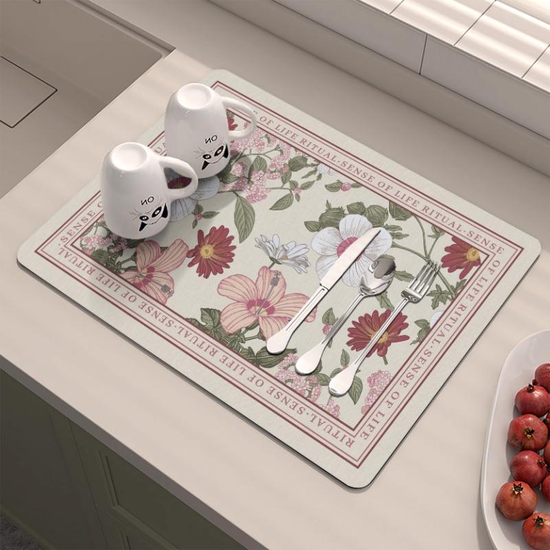 Amerikanische Küchenarbeitsplatten-Abtropfmatte Diatomeenerde-Absorption Schnelltrocknende Matte Nicht auswaschen Isolierung Spülbecken-Barmatte