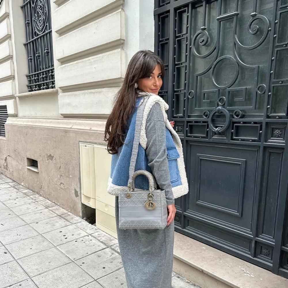 Μόδα Αμάνικο Γιλέκο από Μαλλί Αρνιού Γυναικείο Χοντρό Πατς Γυναικείο Γιλέκο Μπουφάν Φθινόπωρο Χειμώνας Ζεστό Καθημερινό Πέτο Πλούσιο Κυρία Μπλούζες