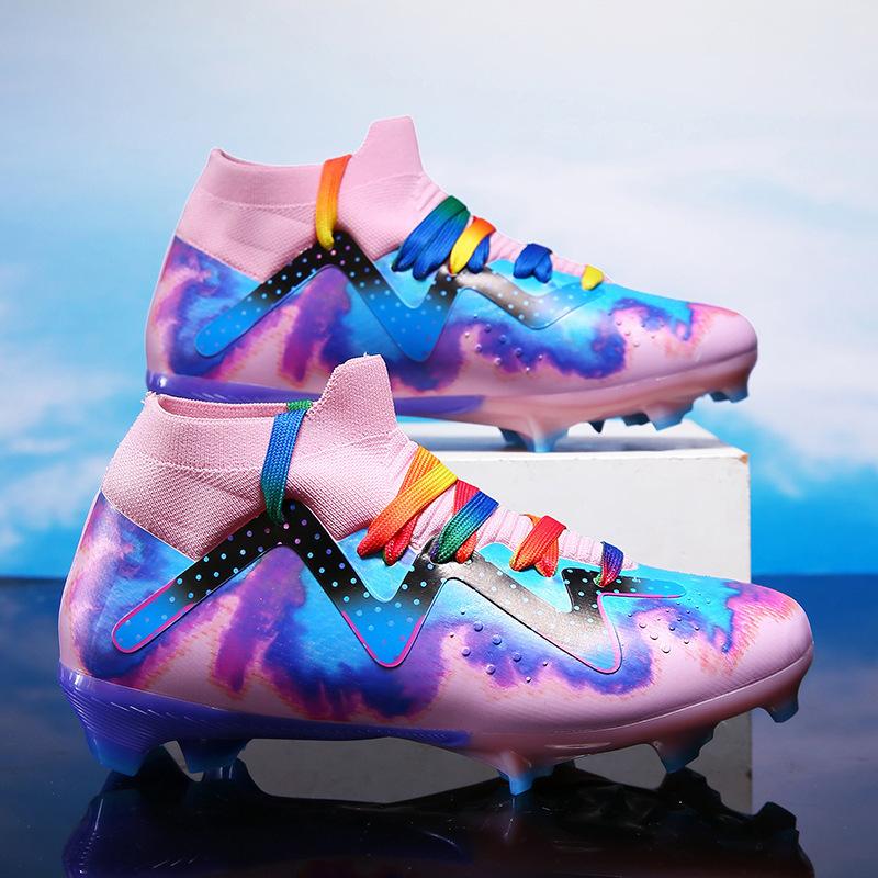 20252025 Seamless fly-woven football shoes men's high-top AG long nails broken nails adult professional training shoes