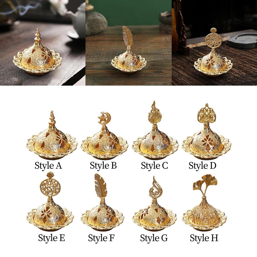Arabic Incense Burner Candlestick Holder Ornament Metal Censer Cone for Yoga