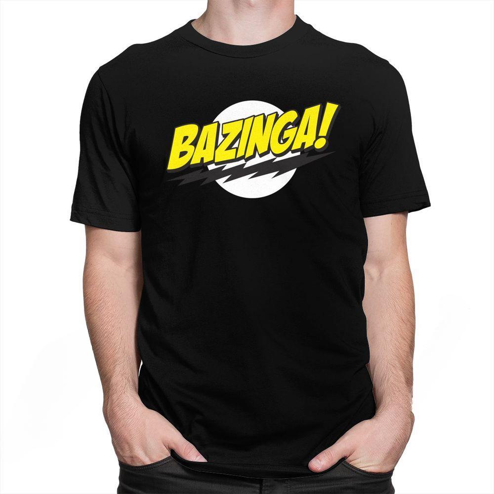 The Big Bang Theory Bazinga T Shirt Men 100% Cotton Handsome Sheldon Cooper T-Shirt Geek Tbbt Tee Tops Merch Gift