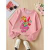Kids Unisex Crewneck Sweatshirt, Colorful Lollipop Candy Print With Text "Candy Girl" Soft Fleece Pullover For Kids Over 4 Years Old