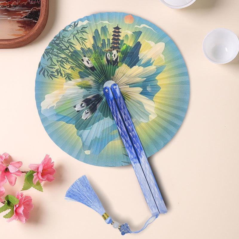 

Круглый магнитный складной веер в китайском древнем стиле для женщин - Идеально подходит для танцев, ханьфу, студентов и танцев в национальном стиле.
