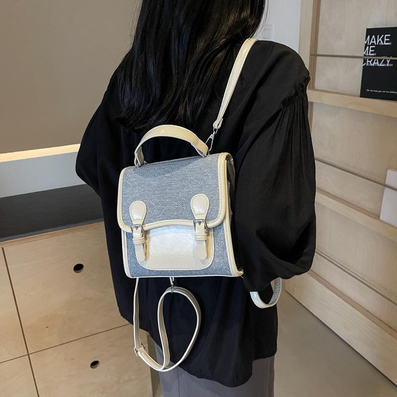 

Повседневный универсальный контрастный цвет нишевый женский рюкзак 2024 новый дорожный рюкзак мини супер огонь маленький школьный рюкзак бежевый