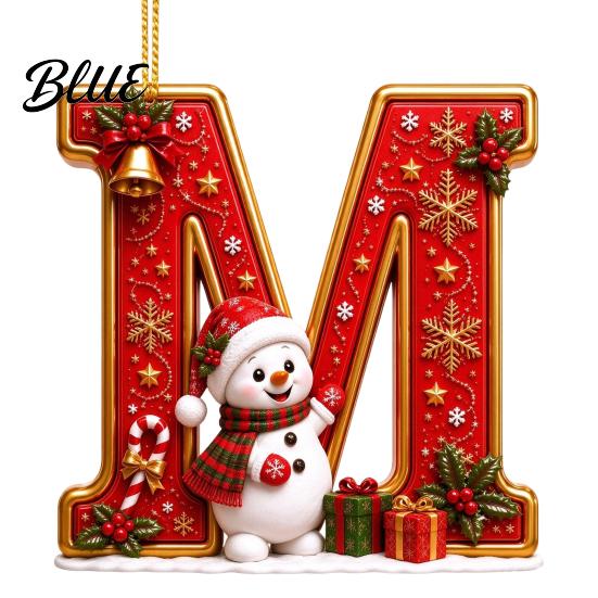 Weihnachtsdekoration für den Innenbereich Niedlicher Schneemann Buchstabe Weihnachtsbaumschmuck 2D Flach Personalisiert A-Z Alphabet Weihnachten Feier Zubehör Acryl Hängender Anhänger