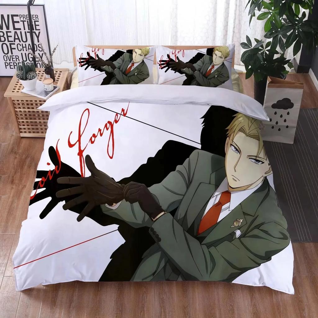 Anime Spy Family Anya Sängkläder Set Pojkar Flickor Twin Queen Size Påslakan Örngott Säng Pojkar Vuxen Mode Hemtextil