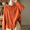 2025 Spring Retro Hooded Pullover: Women's Casual Loose Fit Solid Color Long Sleeve Sweatshirt