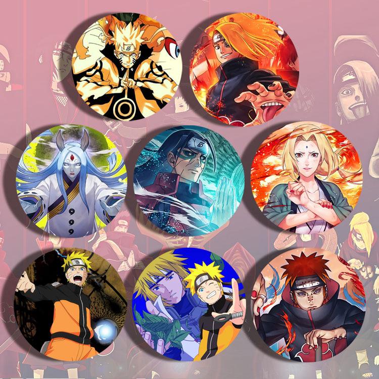 Anime Naruto Badge Set Itachi Uchiha Madara Obito Zabuza Minato Namikaze Cartoon Tin Pin Cosplay Accessories For Fans