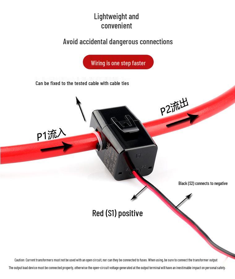 Small Open-Close Current Transformer: Open-Type, Compatible with 5A/2.5mA/5mA, 100A/20mA, 200A/333mV.