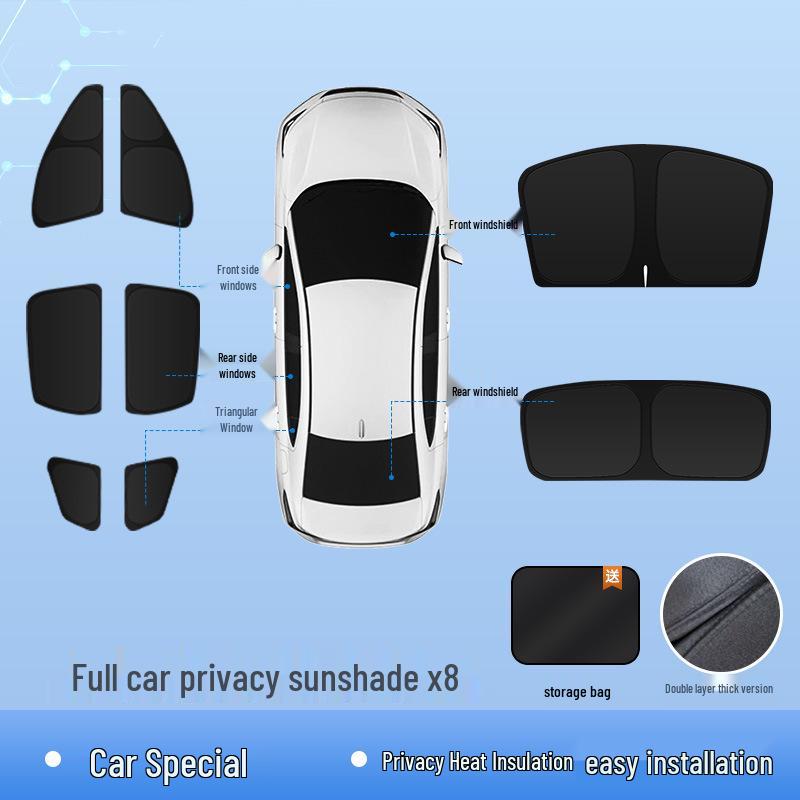 Compatible with Xiaopeng P7: Car Window Sunshade for Heat Insulation, Sun Protection, and Privacy.
