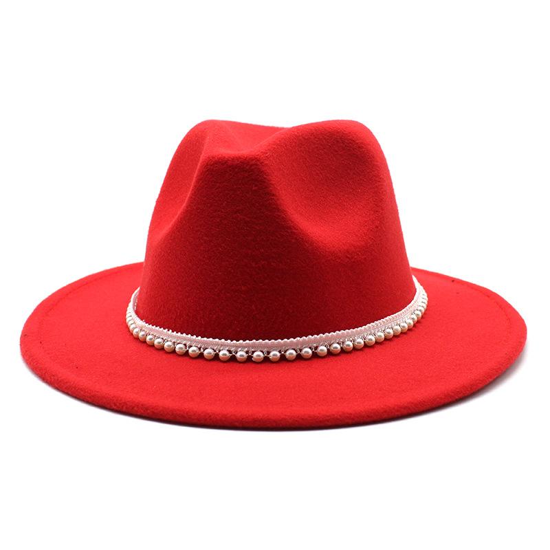 Autumn And Winter New Ribbon Hepburn Style Broad Brimmed Hat Fashion Flat Brim Top Hat Men And Women Woolen Fedora Hat