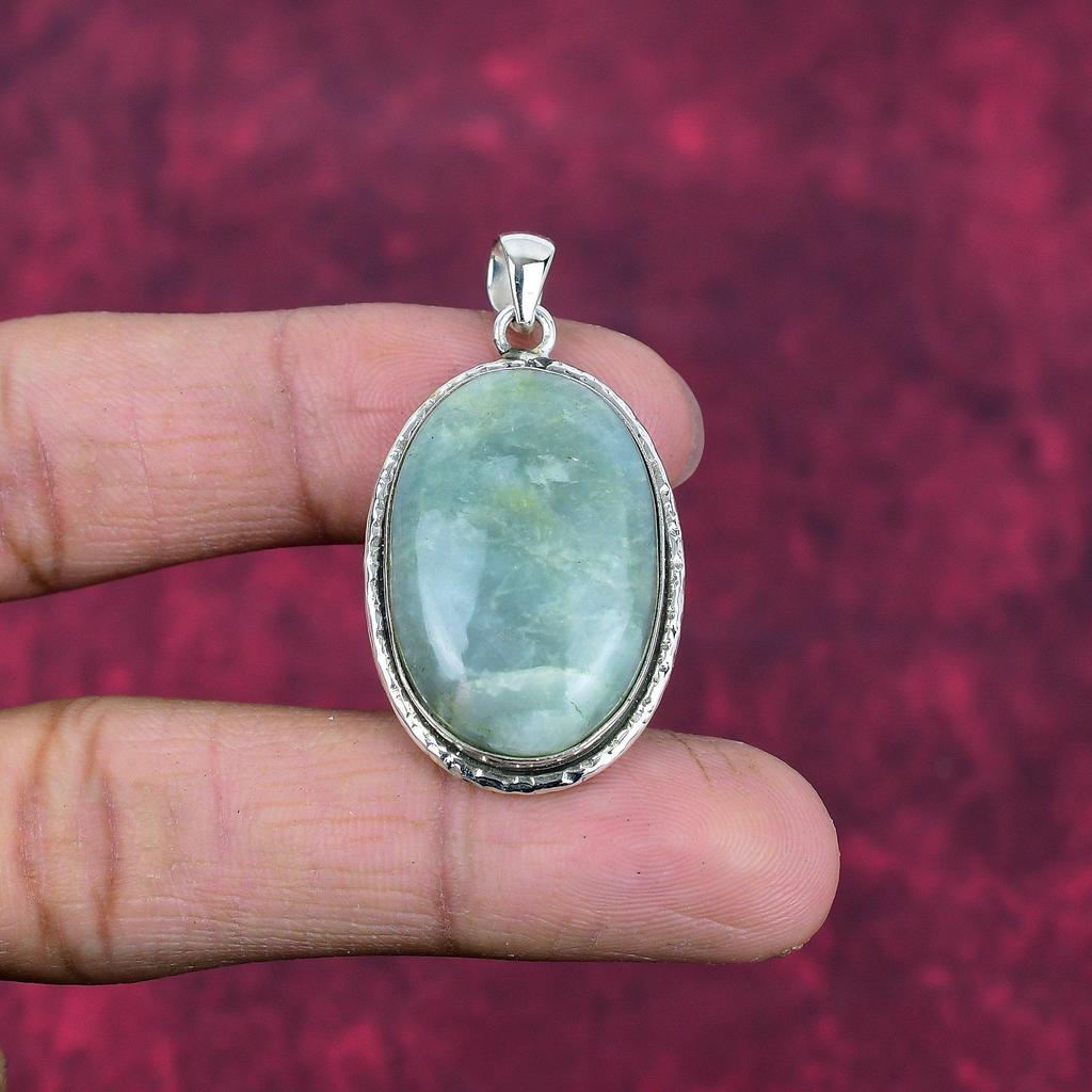 Aquamarine 925 Solid Sterling Silver Pendant, Handmade Gemstone Pendant Jewelry, Gifts For Wife Brand New Pendant