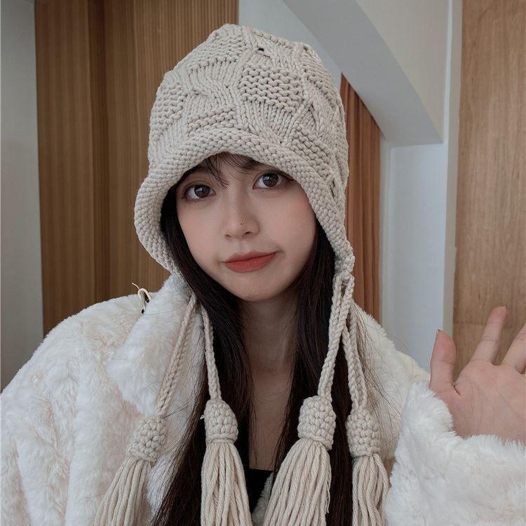 Autumn And Winter Women'S Ear Protection Knitted Hat Sweet And Cute Versatile Knitted Hat Handmade Warm Lei Feng Hat