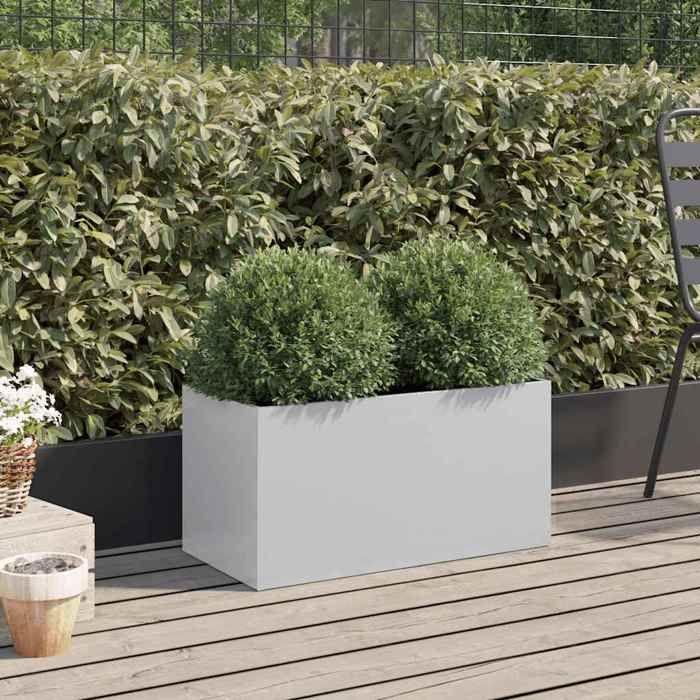 VidaXL Jardinière, Lit Surélevé, Bac à Fleurs, Pot de Plantes, Boîte à Fleurs Jardin Patio Terrasse, Argenté 62x30x29 cm 841594