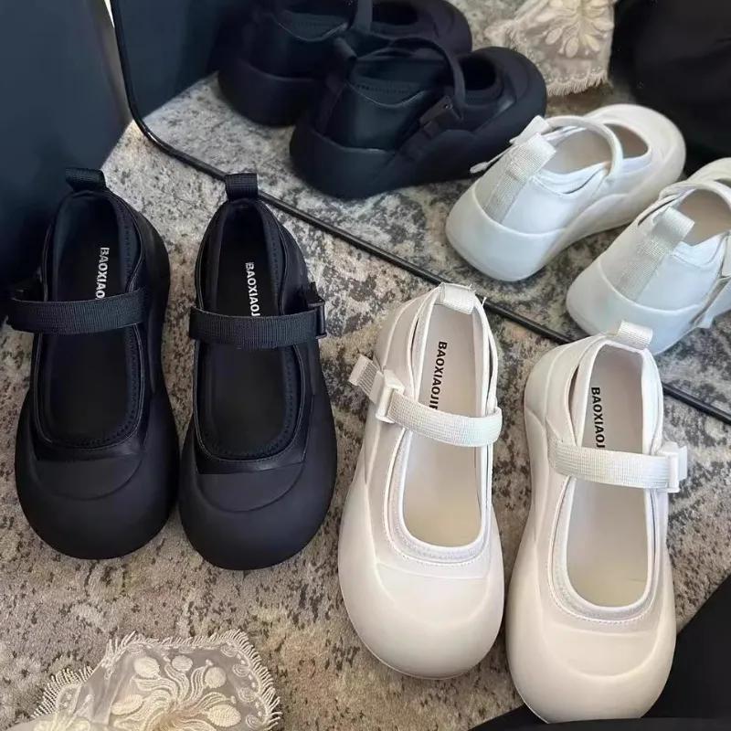 Fashion 2025 Ladies Shoes Cover Heel Women's Sandals Platform Casual Sandals Women Round Toe Shallow Buckle Strap Flat with Shoes Female