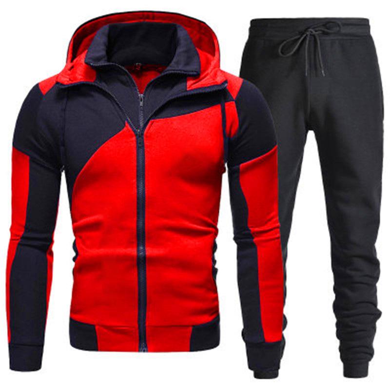 Men's Solid Color Zipper Hoodie Sweatshirt Set - Autumn/Winter Fashion Casual Two-Piece Sport Outfit 2022