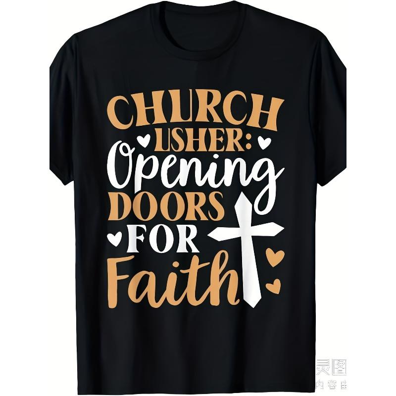 

Женская повседневная футболка с принтом «Церковный служитель, открывающий двери для веры» Regular Oversize, всесезонная, ткань, идеально подходит для подарков на День благодарения и Рождество S