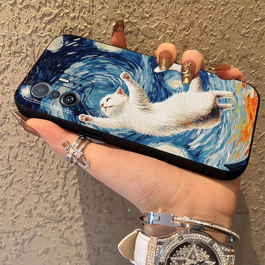 Cute Cartoon Cat Funda Phone Cover Case for Xiaomi Mi 10T 11T 12T Pro 12 11 12X 13 Lite 14