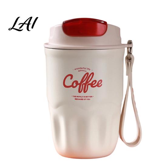 Double Wall Tumbler Insulated Cup with Handle 360ml Capacity Double-Layer Vacuum Insulation Design Bottle Durable Stainless Steel Water Bottle, 360ml белый