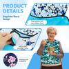 3 Pcs Adult Bib Polyester Waterproof Clothing Protector with Crumb Catcher Exquisite Floral Design Washable Elderly Eating Bib