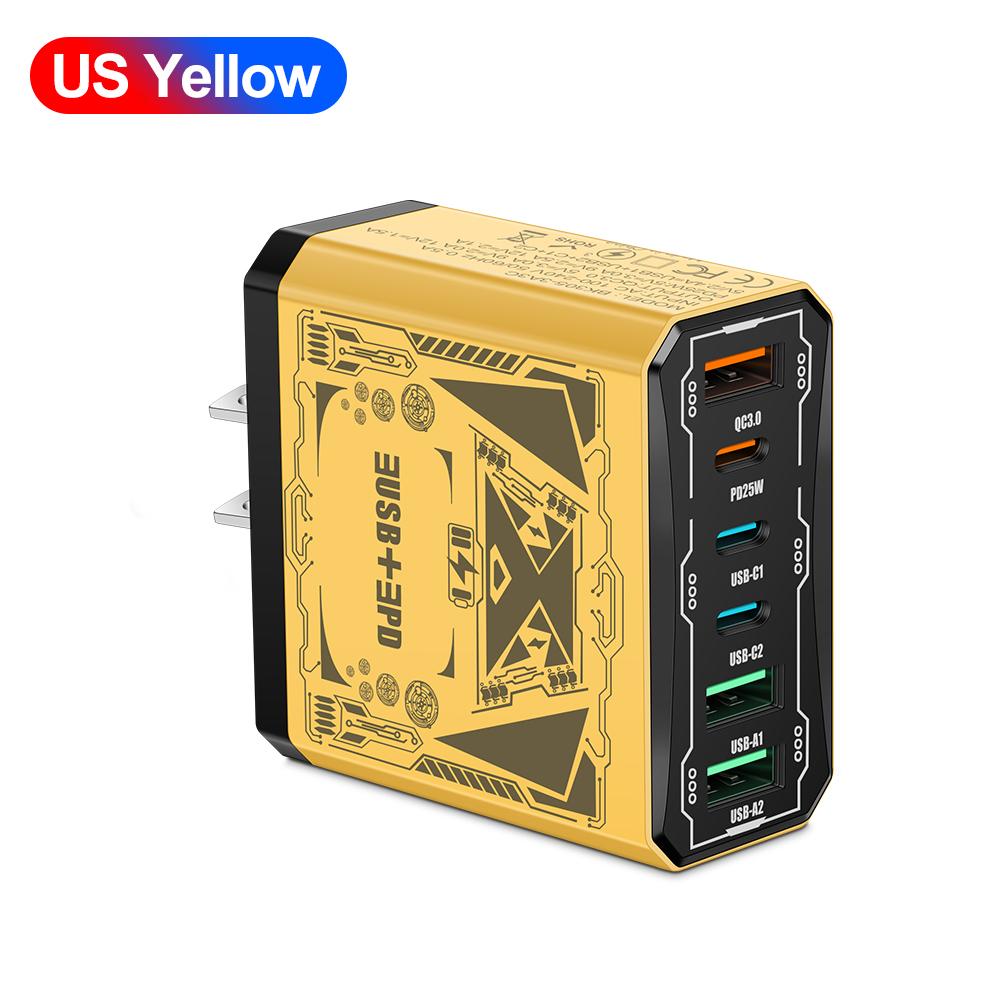 Carregador Rápido 25W 3 USB 3 PD Carregamento Rápido QC3.0 Carregador de Viagem Para iPhone Samsung Xiaomi Adaptador de Telefone Celular Tomada UE/EUA/Reino Unido