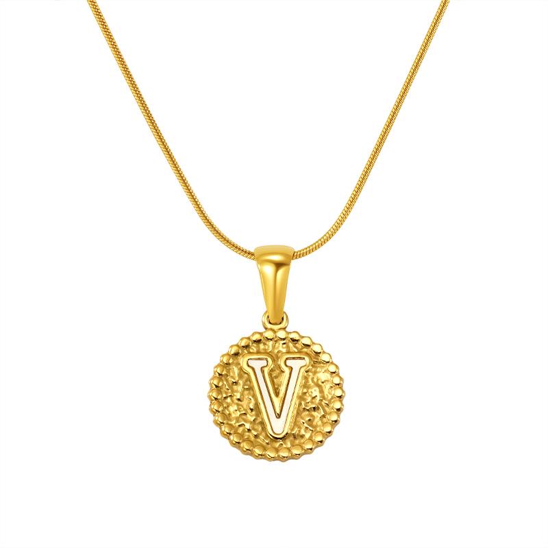 European and American Stainless Steel Letter Necklace for Women - Versatile Titanium Steel Hammered Pendant Jewelry Fashion