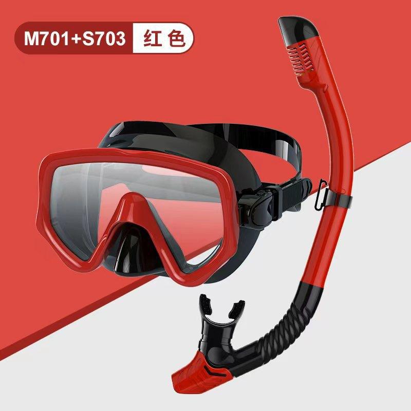 2026 Hot Ergonomic Design Leakproof Liquid Silicone Universal Adult Snorkeling Tempered Glass Diving Mask Set Adult one size