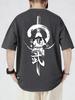Summer Unisexs Cotton Trendy Casual Tshirt With Dark Eleunisexts Japanese Samurai Sword Print Breathable Shortsleeved Tees Unisex