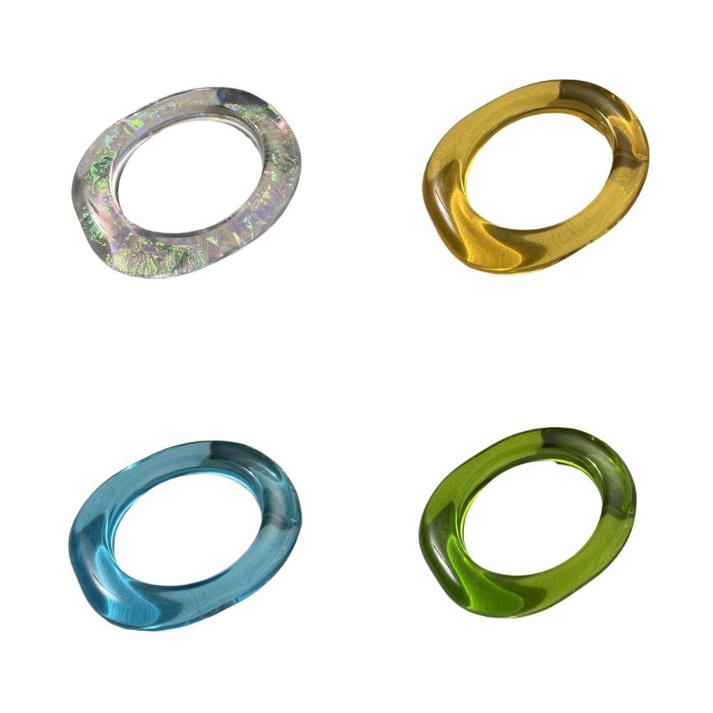 Geometry Transparent Bangle Shining Chunky Bracelets Temperament Women Hand Ring  Daily