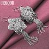 925 Sterling Silver Flower Earrings Wedding Jewelry