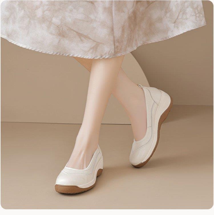 Soft-soled Casual Spring and Autumn Casual Shallow Mouth Single Shoes Women's Wedge Heel Thick-soled Women's Shoes Flat-soled Rocking Shoes