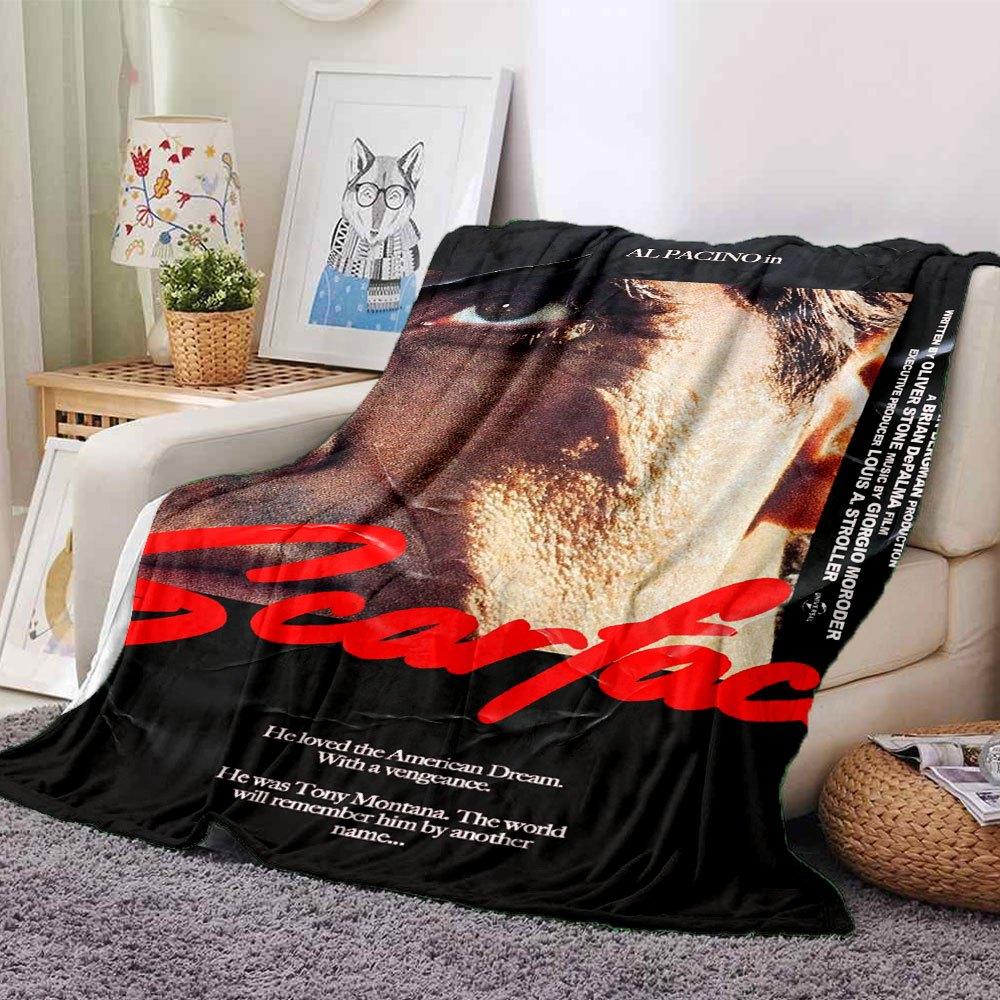 

1pc Scarface-Inspired Flannel Blanket - Soft Cozy All-Season Throw for Bedroom, Sofa, Camping, Travel - Perfect Gift for Movie FansB81 80cmx120cm(31inx47in)