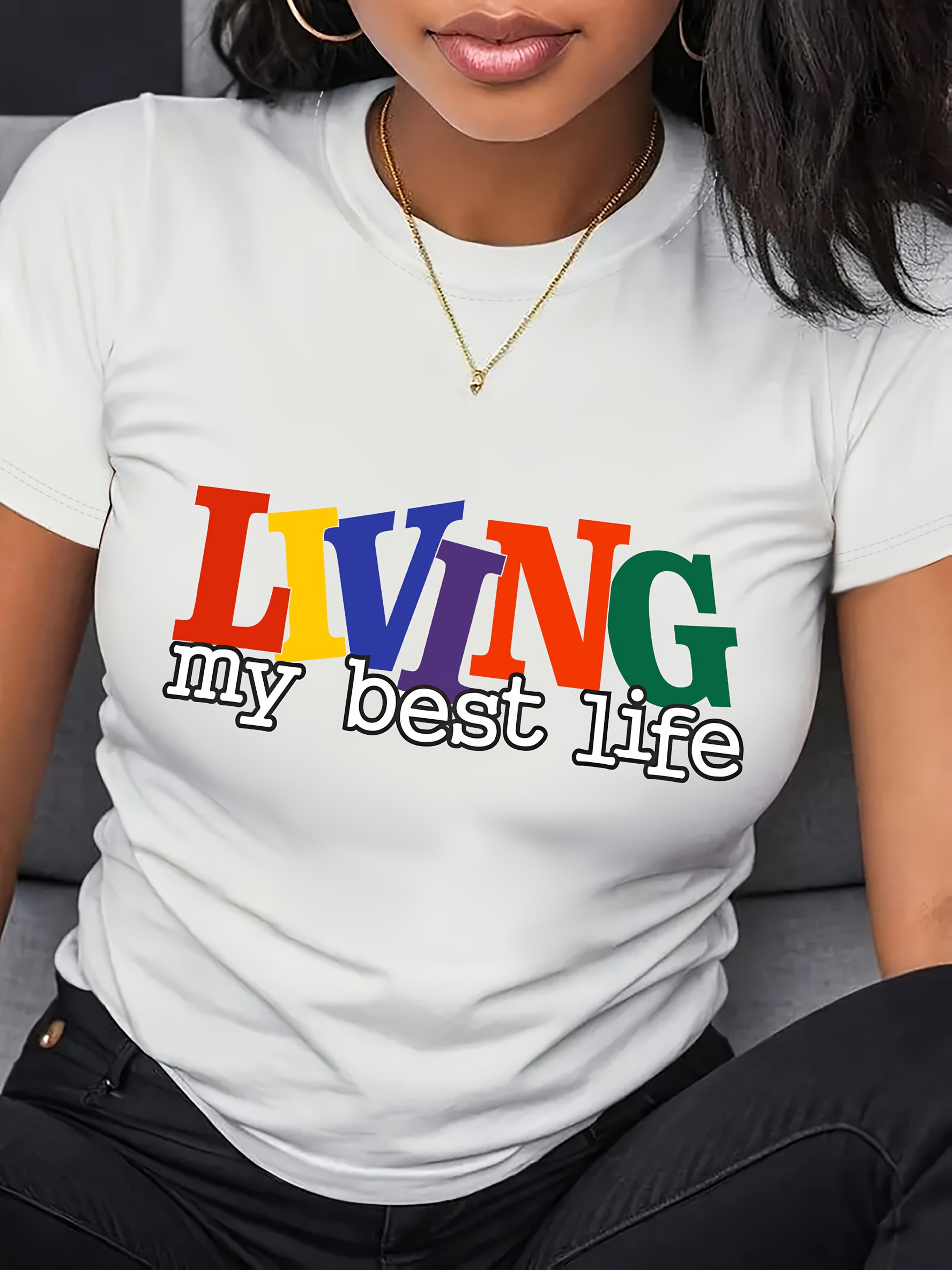 Rainbow Living My Best Life Graphic T-shirt XXXL