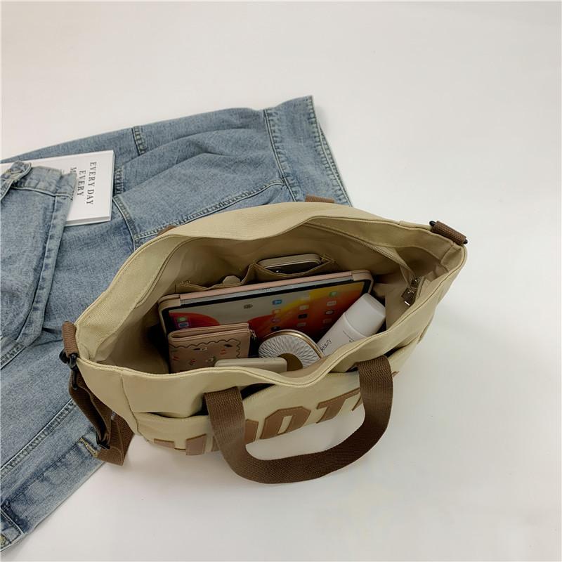 College Students In Class Shoulder Canvas Bag Big Bag Women's Large Capacity New Commuter Tote Big Bag