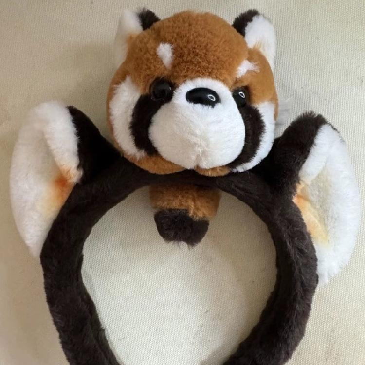 Cartoon 3D Raccoon Plush Headband Cosplay Costume Hairhoop Birthday Party Hairband Women Face Washing Makeup Headpiece