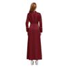 Womens Clergy Long Robe Dress Gold Cross Embroidery Lace Button Decor Stand Collar Long Sleeve Cassock