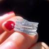 Popular ring, supply inlaid with T-square zircon ring, luxury women's wedding ring.