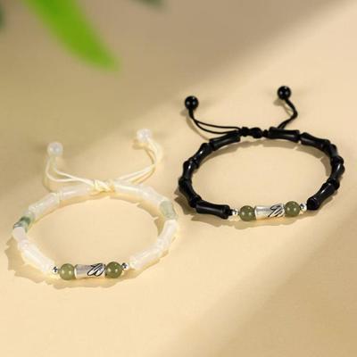 Bamboo Couple Bracelet Chinese Style Black Agate Bracelet Light Luxury Gift