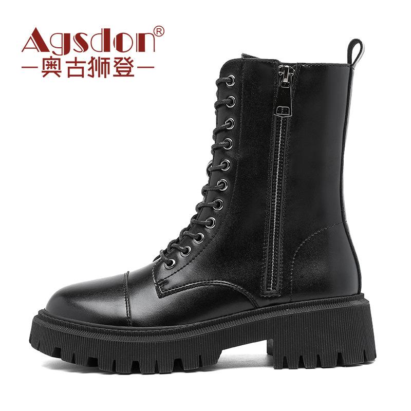 Augustine Martin boots autumn new British style ins spring and autumn single boots thick-soled high short boots