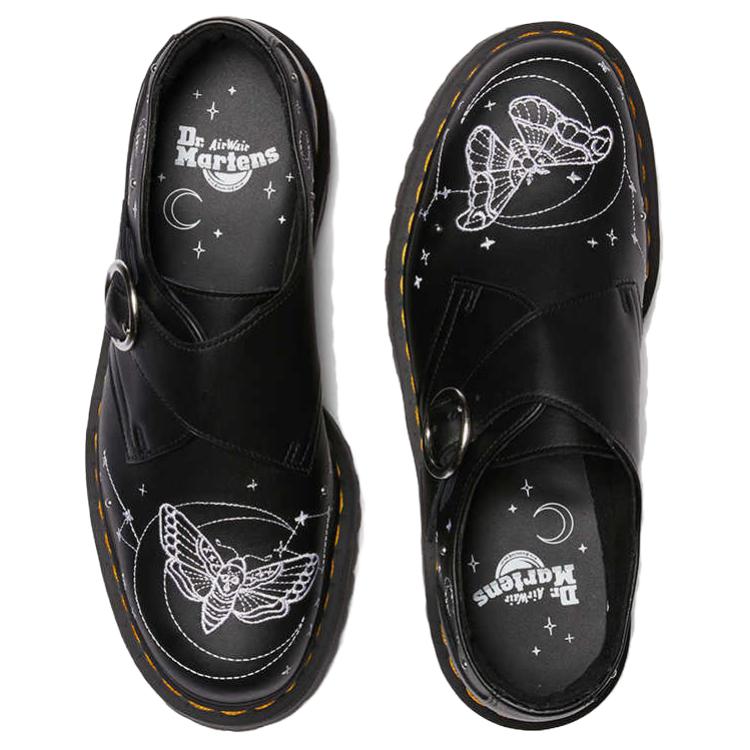 Dr. Martens Fusion Leather Monk Celestial Comfortable Versatile Durable Low-Top Casual Shoes Unisex Casual Shoes Black 41277001